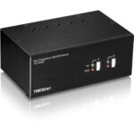 TRENDnet 2-Port Dual Monitor DisplayPort KVM Switch With Audio, 2-Port USB 2.0 Hub, 4K UHD Resolutions Up To 3840 x 2160, Connect Two DisplayPort Monitors, Dual Monitor KVM Switch, Black, TK-240DP - 2-Port Dual Monitor Display Port KVM Switch - TAA Compliance