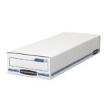 Bankers Box Stor/File Check/Deposit Slip Storage Box With Flip-Top Closure, 24" x 9" x 4", 60% Recycled, White/Blue