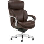 Serta iComfort i6000 Big & Tall Ergonomic Bonded Leather High-Back Executive Chair, Brown/Silver