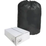 Black Low-density Recycled Can Liners, Extra Large Size, 60 gal, 38" Width x 58" Length x 1.25 mil (32 Micron) Thickness, Low Density, Black, Plastic, 100/Carton, Cleaning Supplies