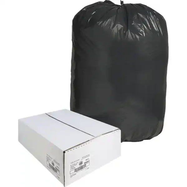 Black Low-density Recycled Can Liners, Extra Large Size, 60 gal, 38" Width x 58" Length x 1.25 mil (32 Micron) Thickness, Low Density, Black, Plastic, 100/Carton, Cleaning Supplies