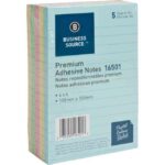 Ruled Adhesive Notes, 4" x 6", Square, Ruled, Pastel, Self-adhesive, Solvent-free Adhesive, 5 / Pack