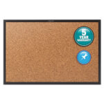 Classic Series Cork Bulletin Board, 36 x 24, Tan Surface, Black Aluminum Frame