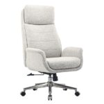Modern Comfort Pizana Bouclé Fabric High-Back Executive Office Chair, Light Sand/Brushed Nickel, BIFMA Compliant
