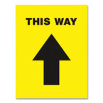 Social Distancing Floor Decals, 8.5 x 11, This Way, Yellow Face, Black Graphics, 5/Pack