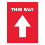 Social Distancing Floor Decals, 8.5 x 11, This Way, Red Face, White Graphics, 5/Pack