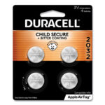 Lithium Coin Batteries With Bitterant, 2032, 4/Pack