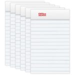Mini Writing Pads, 3" x 5", College Ruled, 50 Sheets, White, Pack Of 6 Pads