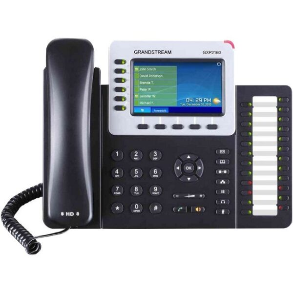 Grandstream GXP2160 IP Phone - Corded/Cordless - Corded - Bluetooth - Desktop, Wall Mountable - Black - 6 x Total Line - VoIP - 2 x Network (RJ-45) - PoE Ports - TAA Compliance