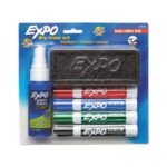 EXPO Dry-Erase Starter Kit, Low Odor, Chisel-Tip, Assorted Ink Colors, Pack Of 4 Markers