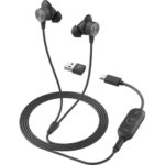 Logitech Zone Wired Earbuds - Stereo - Mini-phone (3.5mm), USB Type A, USB Type C - Wired - 16 Ohm - 20 Hz - 16 kHz - Earbud - Binaural - In-ear - 4.80 ft Cable - Noise Cancelling, Omni-directional, MEMS Technology Microphone - Graphite - TAA Compliance
