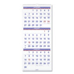 Deluxe Three-Month Reference Wall Calendar, Vertical Orientation, 12 x 27, White Sheets, 14-Month (Dec to Jan): 2023 to 2025