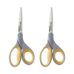 Westcott Titanium Bonded Scissors, 8", Pointed, Gray/Yellow, Pack Of 2