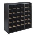 Safco Wood Mail Sorter, 36 Compartments, 32 3/4"H x 33 3/4"W x 12"D, Black