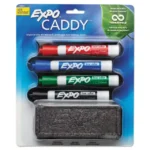 Whiteboard Caddy Set, Broad Chisel Tip, Assorted Colors, 4/Set