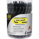 Pilot G2 Retractable Gel Ink Pens, Fine Point, 0.7 mm, Black Barrel, Black Ink, Pack Of 36 Pens