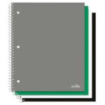 Stellar Poly Notebooks, 8" x 10-1/2", 1 Subject, Wide Ruled, 100 Sheets, Assorted Colors, Pack Of 4 Notebooks
