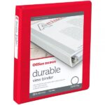Durable View 3-Ring Binder, 1" Round Rings, 49% Recycled, Red