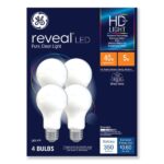 GE Reveal HD+ LED A19 Light Bulb, 5 W, 4/Pack