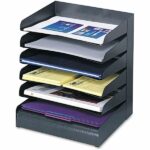 Safco Steel Desk Tray Sorter, 6 Shelf, 13 1/4"H x 12"W x 9 1/2"D, Black