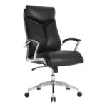 Modern Comfort Verismo Bonded Leather High-Back Executive Chair, Black/Chrome, BIFMA Compliant