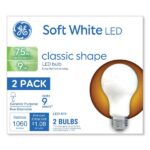 GE Classic LED Soft White Non-Dim A19 Light Bulb, 9 W, 2/Pack