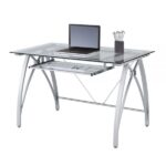 Vista 48"W Glass Computer Desk, Silver