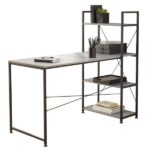 56"W Trazer Computer Desk With Storage Shelves, Gray