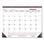 PRICE DROP Brownline Monthly Desk Pad Calendar, 22 x 17, White/Burgundy Sheets, Black Binding, Black Corners, 12-Month (Jan to Dec): 2024