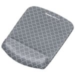 Fellowes PlushTouch Mouse Pad With Wrist Rest, Lattice Pattern, Gray/White