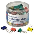 OIC Binder Clips Tub, Mini Clips, 9/16", Assorted Colors, Pack Of 60