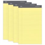 Professional Writing Pads, 8 1/2" x 14", Legal/Wide Ruled, 50 Sheets, Canary, Pack Of 4