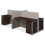 Bush Business Furniture Easy Office 60W 4 Person Straight Desk Office w/3-Drawer Pedestlas