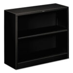 Metal Bookcase, Two-Shelf, 34.5w x 12.63d x 29h, Black