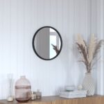 Julianne 16" Round Black Metal Framed WJulianne 16" Round Black Metal Framed Wall Mirror - Large Accent Mirror for Bathroom, Vanity, Entryway, Dining Room, & Living Room