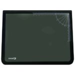 Artistic Desk Pad with Transparent Lift-Top Overlay and Antimicrobial Protection, 24" x 19", Black Pad, Transparent Frost Overlay