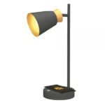 Vilara LED Desk Lamp With USB and Qi Wireless Charger, 16"H, Black