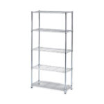 Residential Wire Shelving, Five-Shelf, 36w x 14d x 72h, Silver