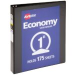 PRICE DROP Avery Economy View 3 Ring Binder, 1 Inch Round Rings, Black, 1 Binder