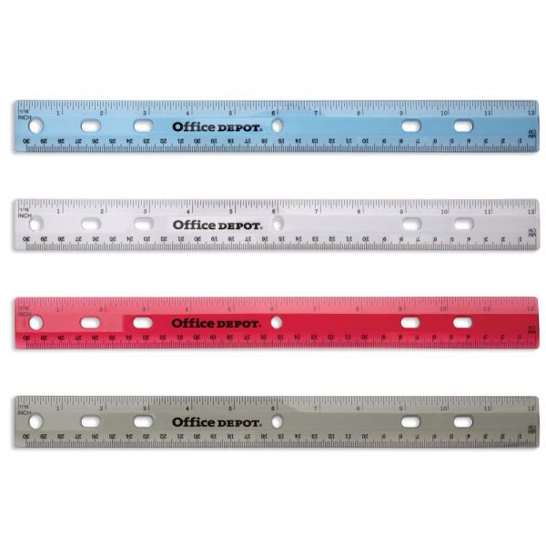 64.jpg Transparent Plastic Ruler For Binders, 12", Assorted Colors (No Color Choice) - Image 1