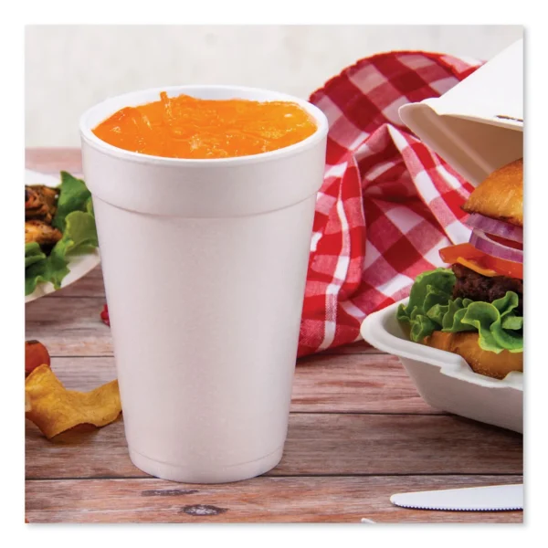 Foam Drink Cups, 16 oz, White, 25/Bag, 40 Bags/Carton