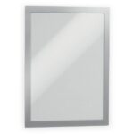 DURABLE DURAFRAME Self-Adhesive Magnetic Letter Sign Holder - Horizontal or Vertical, 9.5" x 12" Frame Size - Holds 8.5" x 11" Insert, 2 -Pack, Silver