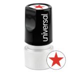 Universal Round Pre-Inked Message Stamp, Star, 3/4" Impression, Red