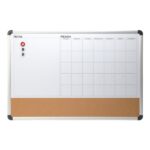Magnetic Dry-Erase Whiteboard/Cork Calendar Board, 24" x 36", Silver Aluminum Frame