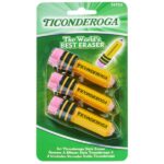 TICONDEROGA Erasers, Pencil Shaped, Yellow, 3 ct (38953)