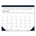Recycled Two-Color Perforated Monthly Desk Pad Calendar, 22 x 17, Blue Binding/Corners, 12-Month (Jan-Dec): 2024