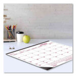 Monthly Desk Pad Calendar, 22 x 17, White/Burgundy Sheets, Black Binding, Black Corners, 12-Month (Jan to Dec): 2024