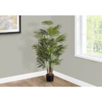 Artificial Plant, 47" Tall, Areca Palm Tree, Indoor, Faux, Fake, Floor, Greenery, Potted, Real Touch, Decorative, Green Leaves, Black Pot
