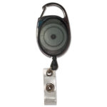 Carabiner-Style Retractable ID Card Reel, 30" Extension, Smoke, 12/Pack