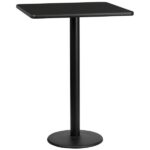 Stiles 30'' Square Black Laminate Table Top with 18'' Round Bar Height Table Base